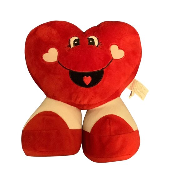 Valentine’s Day Heart-Shaped Plush Stuffed Toy Smiling Face Heart Details 10” - Picture 1 of 5